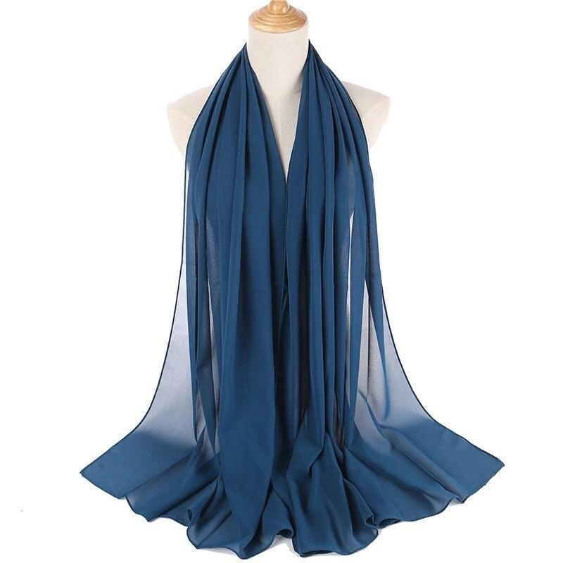 Dark Blue Chiffon Scarf