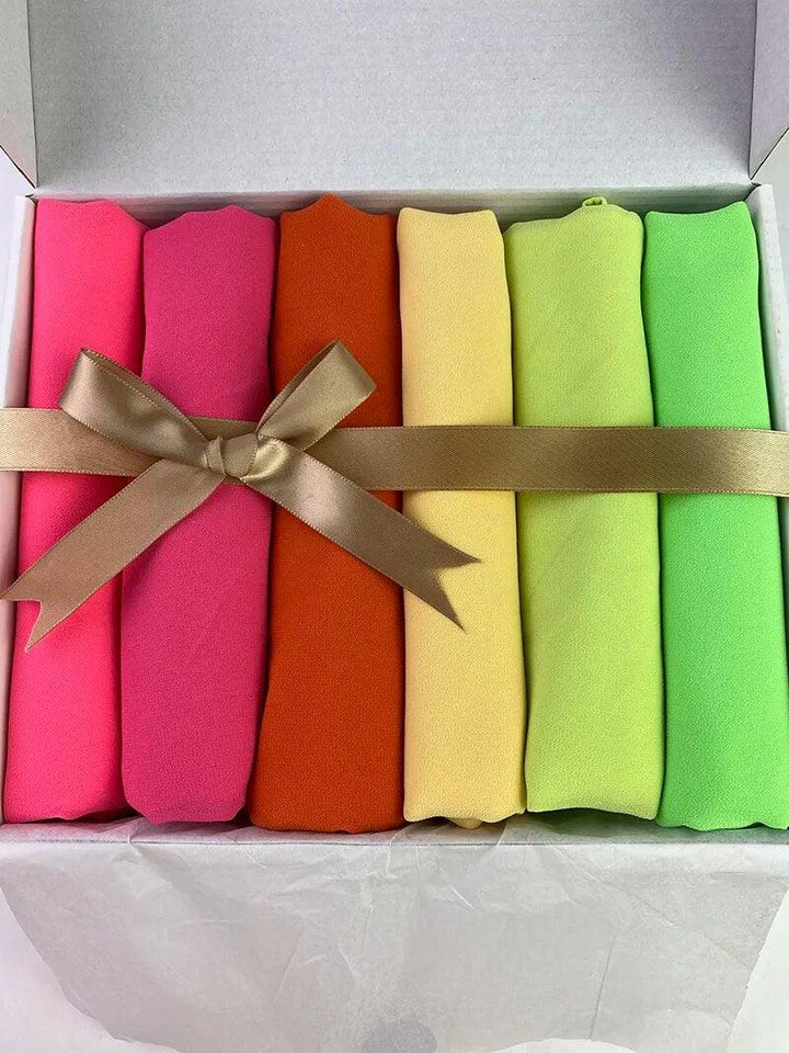 Electric Neon Radiance Premium Chiffon 6pc Hijab Box