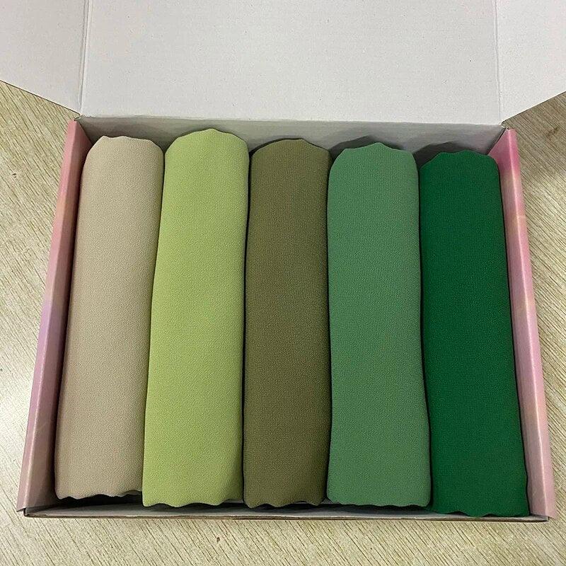 Mossy Rainforest Premium Chiffon 5pc Hijab Box