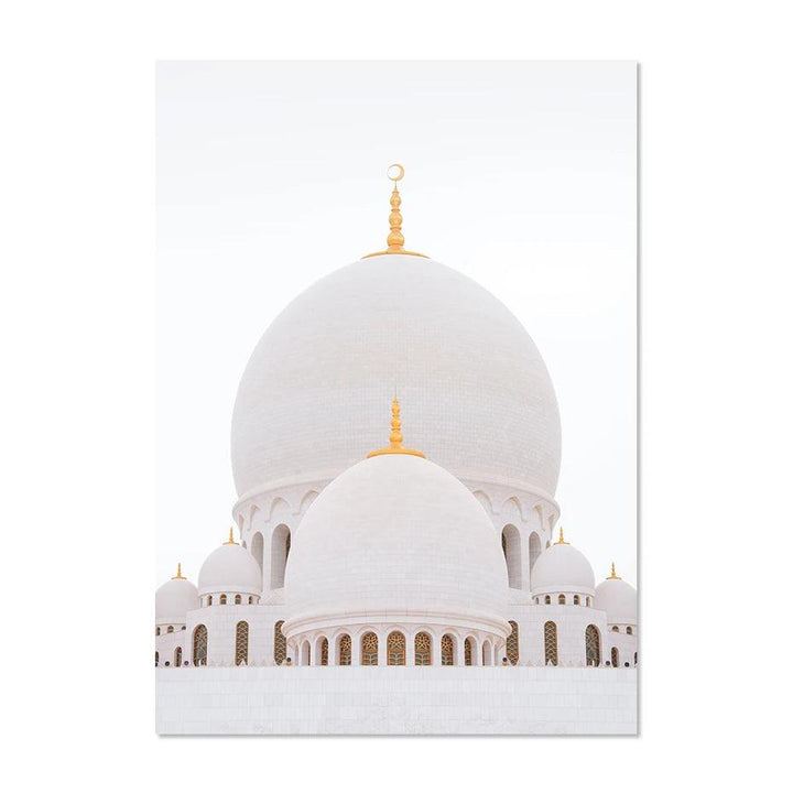 Allah, Muhammad, Mosque | Beige Modern Minimalist Islamic Wall Art | Set of 3 Canvases