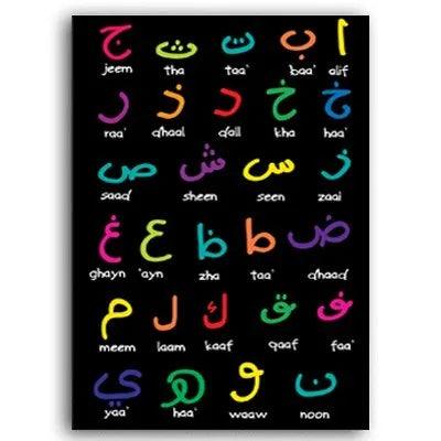 Arabic Alphabet Calligraphy | Kids Bedroom/Nursery Wall Art | Set of 1 Canvas