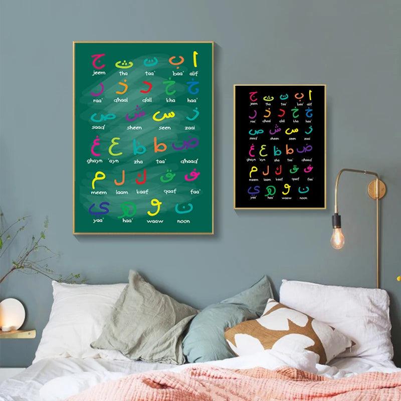 Arabic Alphabet Calligraphy | Kids Bedroom/Nursery Wall Art | Set of 1 Canvas