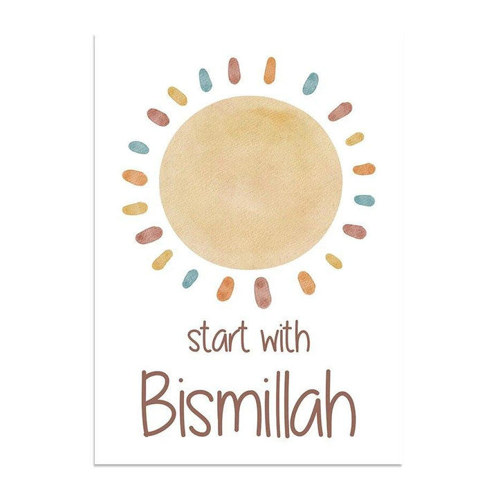 Bismillah, In Sha Allah, Alhamdulillah Trio | Kids Cartoon Nursery Art | Set of 3 Canvases