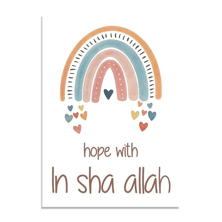 Bismillah, In Sha Allah, Alhamdulillah Trio | Kids Cartoon Nursery Art | Set of 3 Canvases