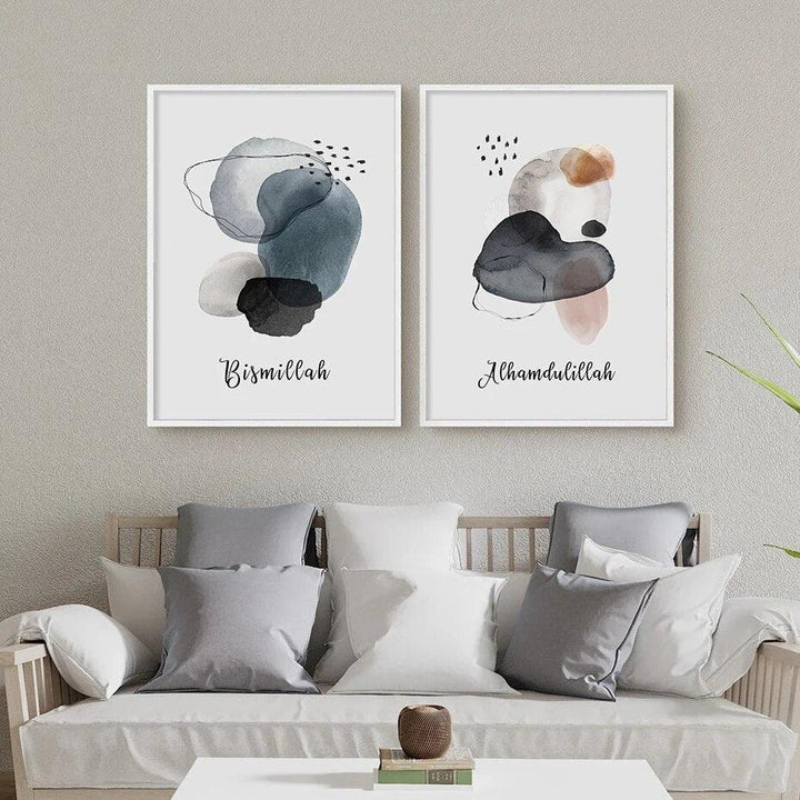 Bismillah, Inshallah, Alhamdulillah Trio | Abstract Islamic Wall Art | Set of 3 Canvases