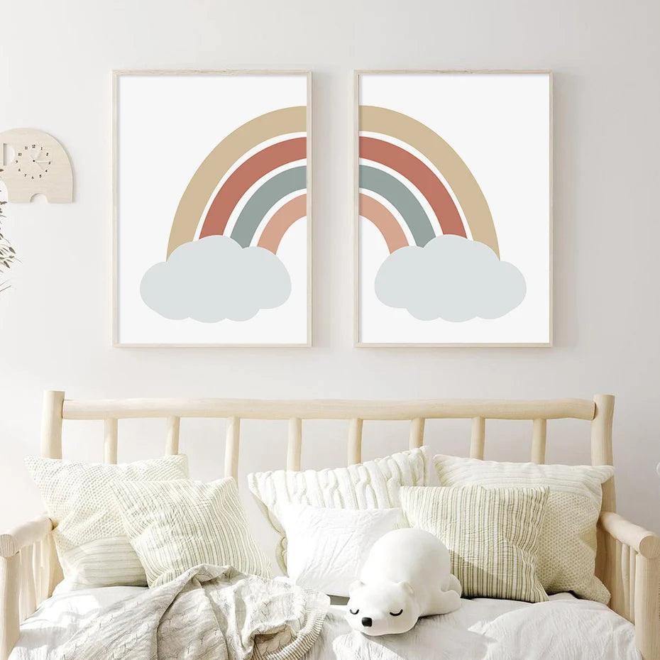 Bismillah Rainbow Cloud | Kids Nursery | Set of 3 Canvas Prints