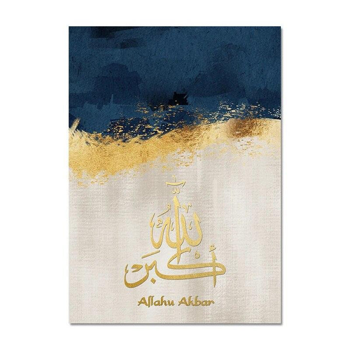 Dhikr Tasbih Trio | Gold Blue Triptych | Islamic Calligraphy Wall Art | Set of 3 Canvases