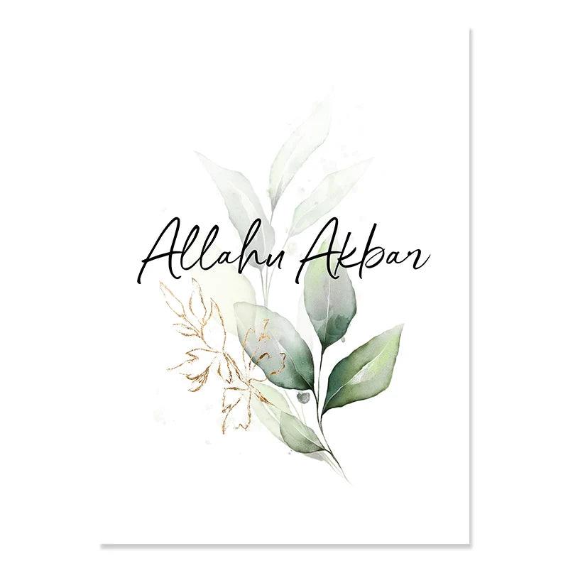 Green Florals Zikr Trio | Subhan Allah, Alhamdulillah, Allahu Akbar | Set of 3 Canvases