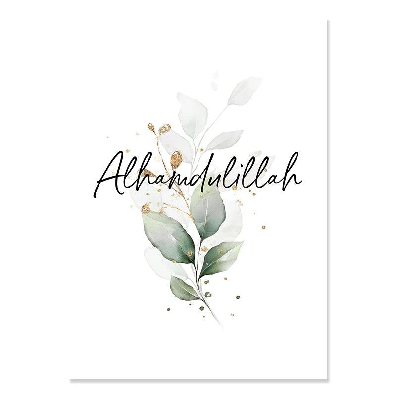 Green Florals Zikr Trio | Subhan Allah, Alhamdulillah, Allahu Akbar | Set of 3 Canvases