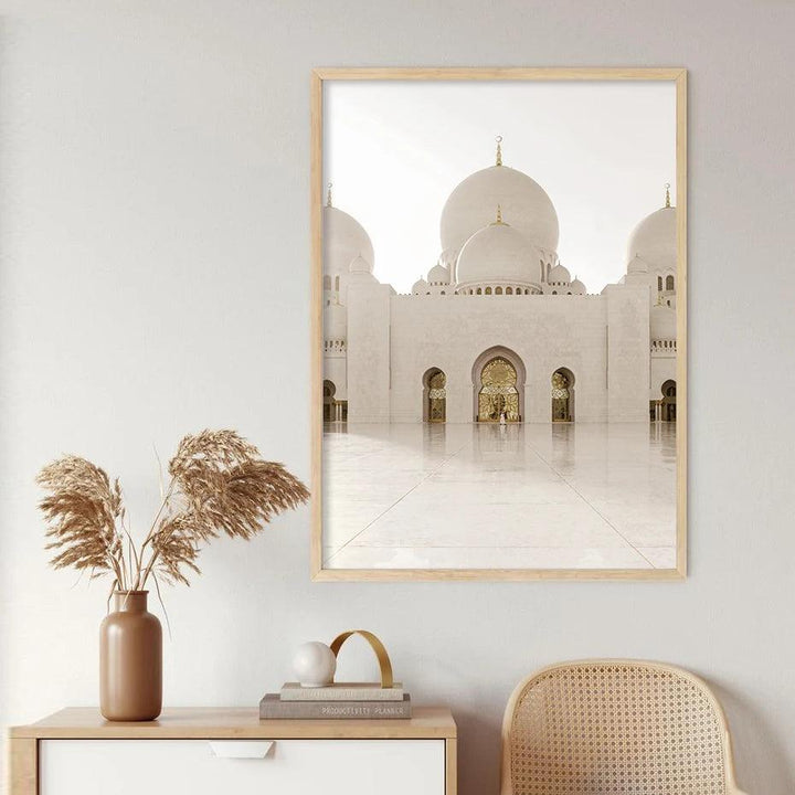 Islamic Architecture & Calligraphy Trio | Beige Pampas | Set of 3 Canvases