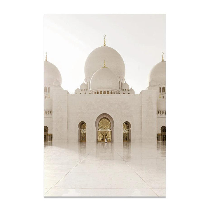 Islamic Architecture & Calligraphy Trio | Beige Pampas | Set of 3 Canvases