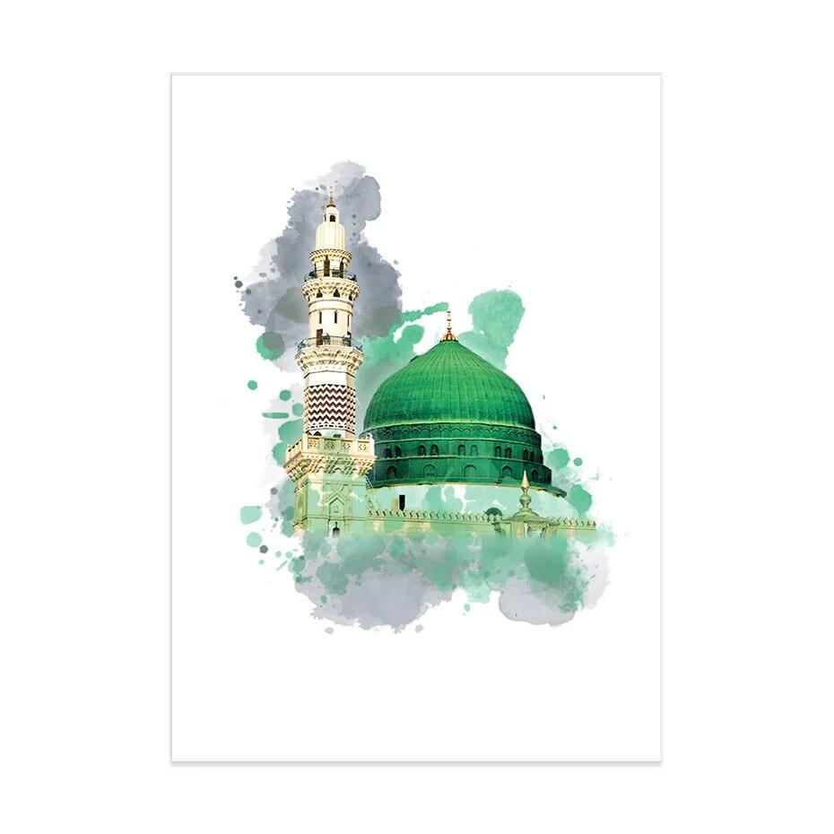 Islamic Mosque Trio | Kaabah, Masjid Al-Aqsa, Masjid Nabawi | Set of 3 Canvases