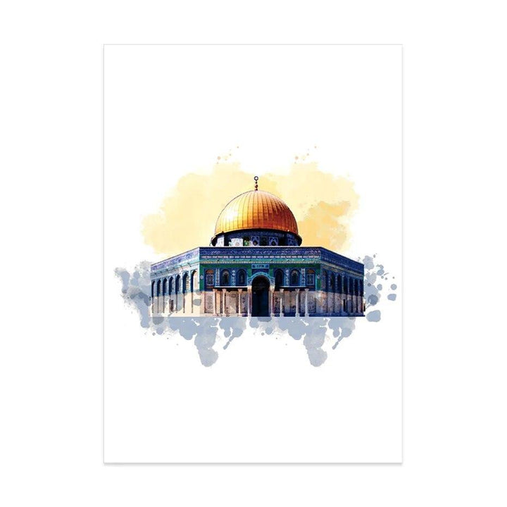 Islamic Mosque Trio | Kaabah, Masjid Al-Aqsa, Masjid Nabawi | Set of 3 Canvases