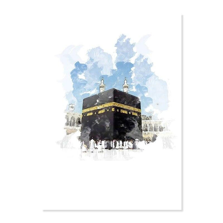 Islamic Mosque Trio | Masjid Nabwi, Masjid Al-Aqsa, Kabah | Set of 3 Canvases