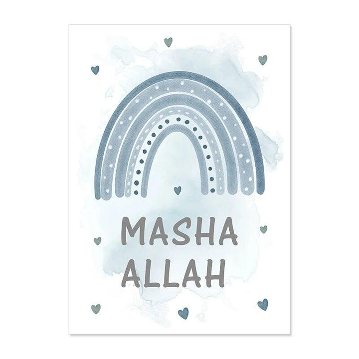 MaShaAllah Rainbow Dhikr | Kids' Nursery Wall Art | Set of 3 Canvases