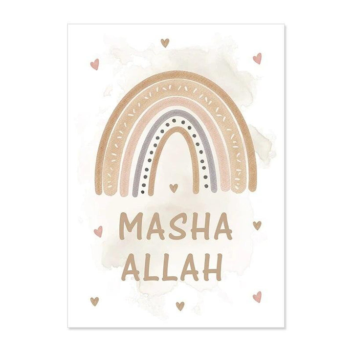 MaShaAllah Rainbow Dhikr | Kids' Nursery Wall Art | Set of 3 Canvases