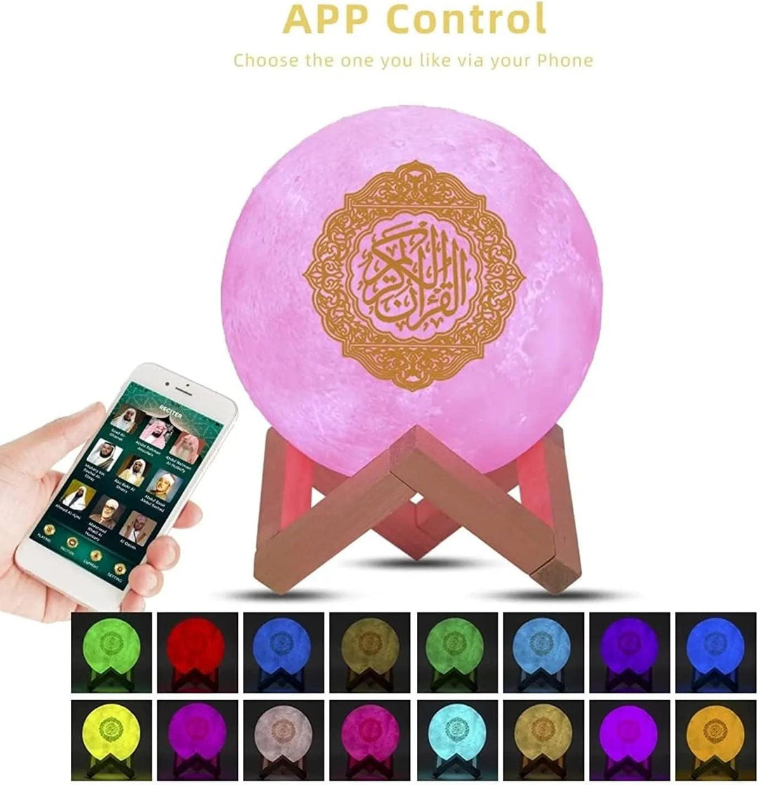 Use the mobile app to change the colours of Moon Lamp Quran Speaker