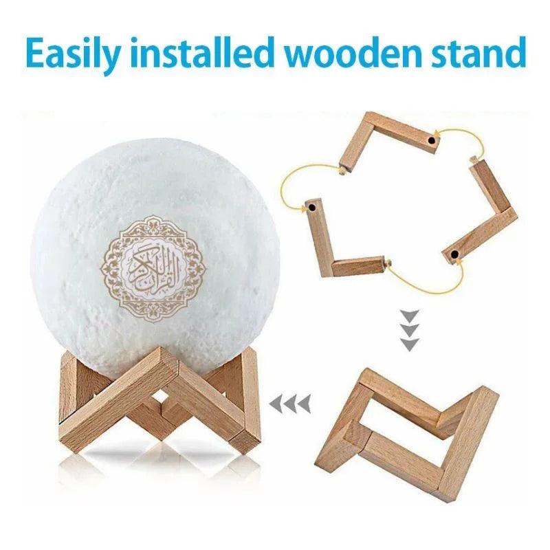 Moon Lamp Quran Speaker wooden stand installation