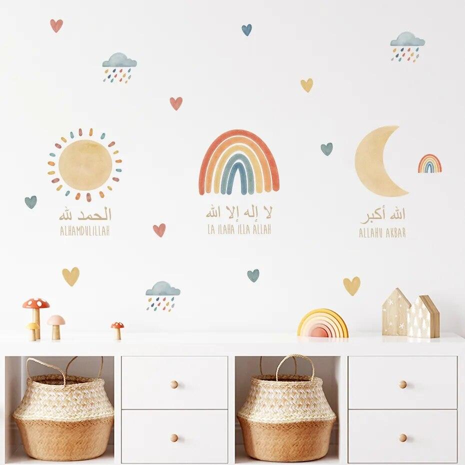 Rainbows, Moon, Sun, Clouds Vinyl Wall Sticker for Kids Bedroom