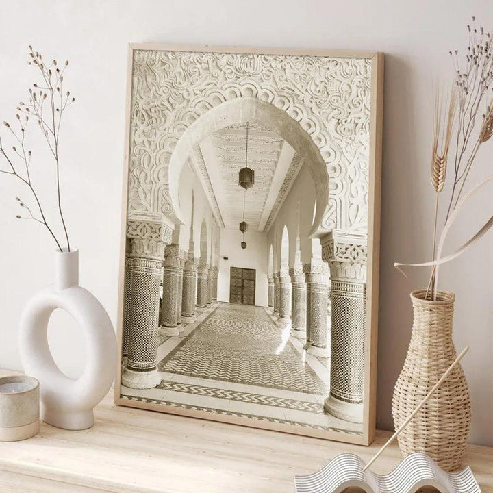 Sabr, Tawakkul, Masjid Trio | Moroccan Arch Islamic Wall Art | Set of 3 Canvases