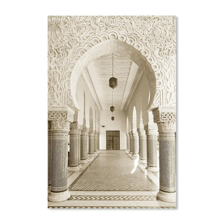 Sabr, Tawakkul, Masjid Trio | Moroccan Arch Islamic Wall Art | Set of 3 Canvases