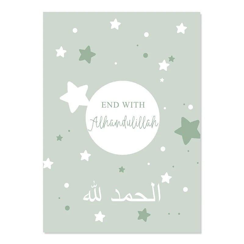 Start with Bismillah | End with Alhamdulillah | Set of 2 Canvases