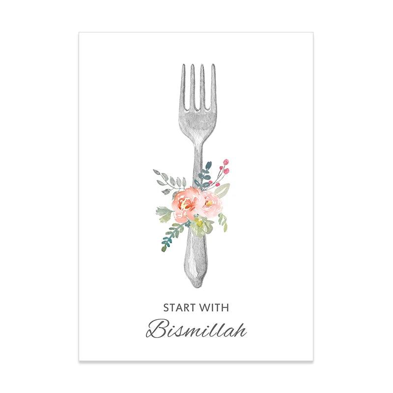 Start With Bismillah | Kitchen Floral Trio | Set of 3 Canvases