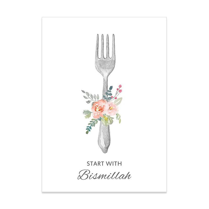 Start With Bismillah | Kitchen Floral Trio | Set of 3 Canvases