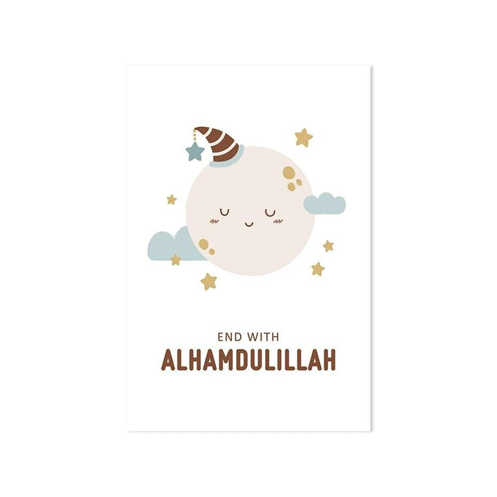 Start with Bismillah Trio | Sleeping Cartoons | Islamic Nursery Wall Art | Set of 3 Canvases